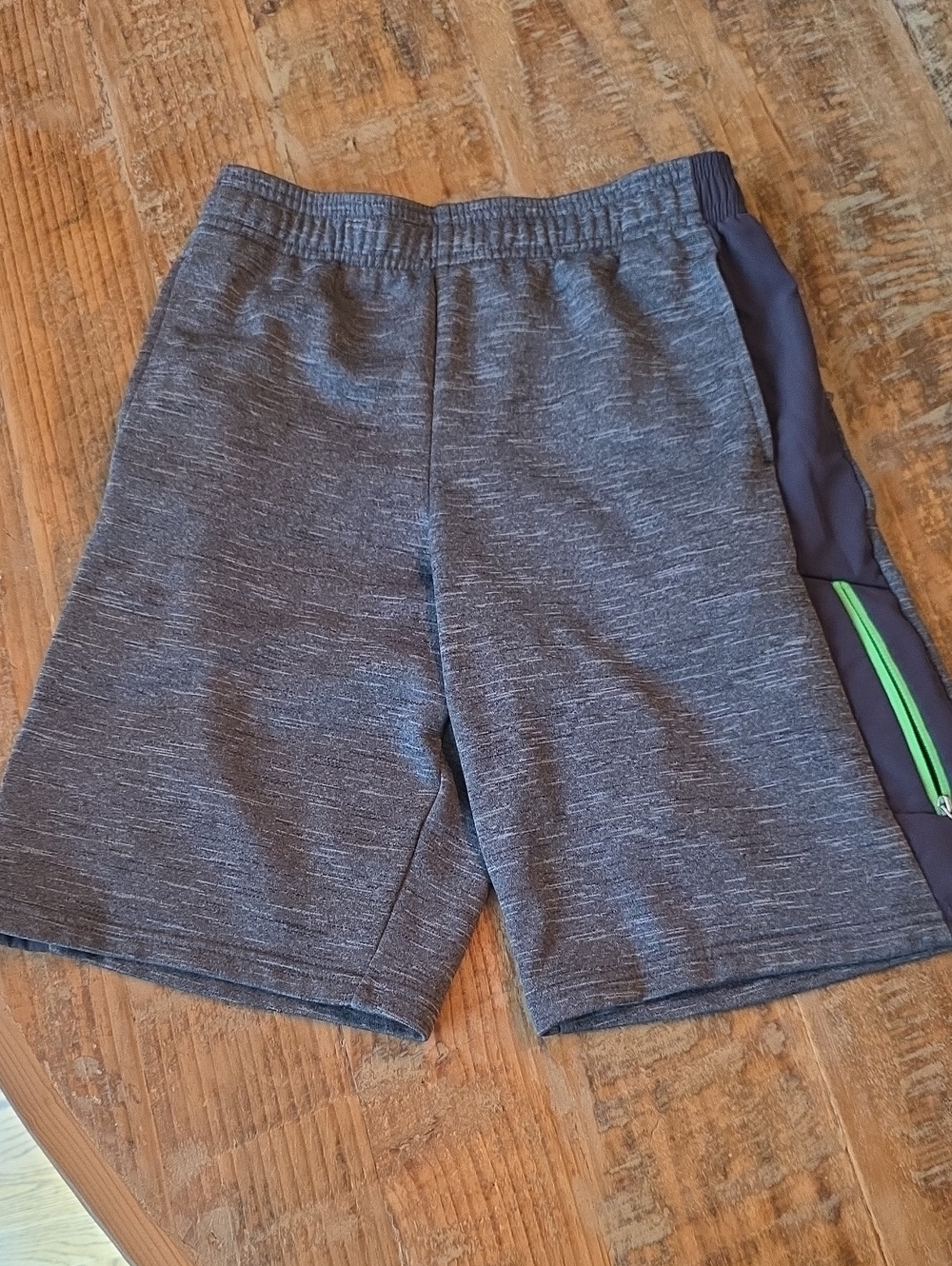 Champion C9 Gray Athletic Shorts with Dark Gray Side Panel and Lime Zip